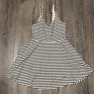 Victoria’s Secret PINK Y2K Black/White Striped Fit & Flare Skater Dress Womens M